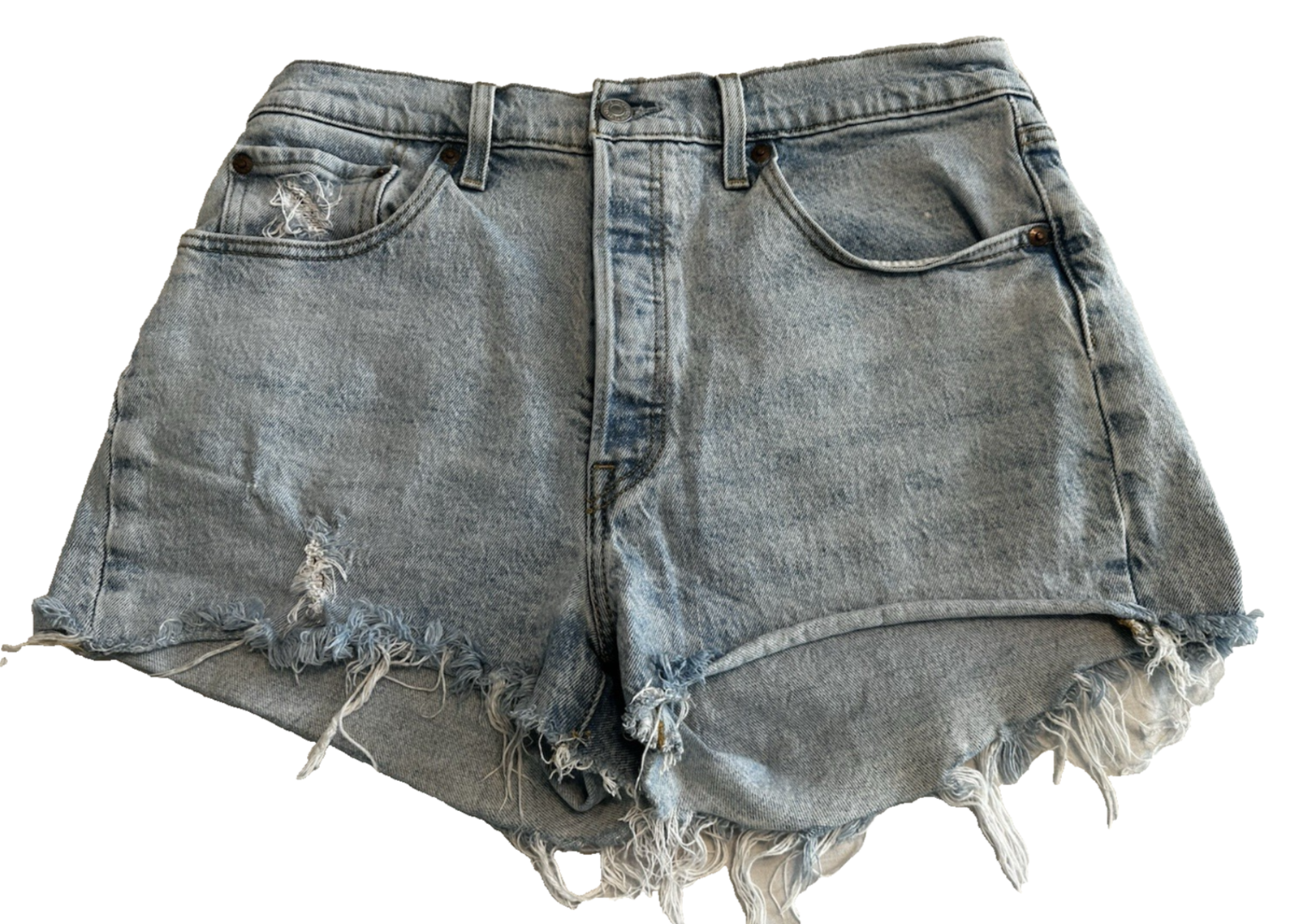 Levis 501 Cutoff Jeans Shorts Distressed Women's Sz W31 Light Blue Hi-Rise Summe